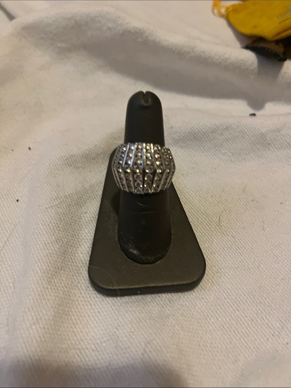 Silver-Tone Pave Dome Ring - Sparkling Silver